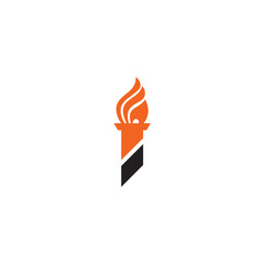 Torch logo design with fire icon template