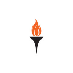 Torch logo design with fire icon template