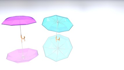 Colorful umbrella with shadow on a delightful color background