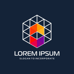 Hexagon letters A digital logo. abstract icon. construction concept - vector