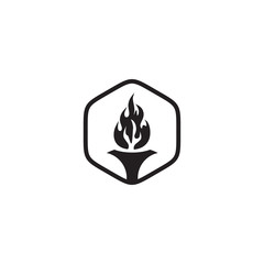 Torch logo design with fire icon template