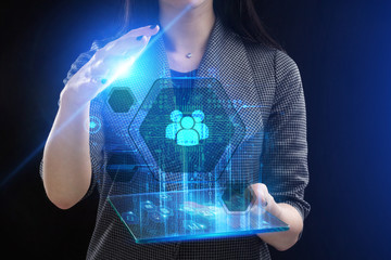 The concept of business, technology, the Internet and the network. A young entrepreneur working on...