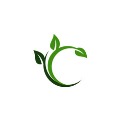 Creative green leaf logo template