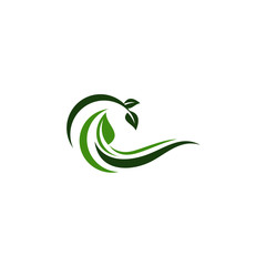 Creative green leaf logo template