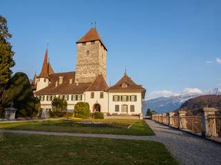 Fototapeta na wymiar Spiez Castle located on Lake Thun in Switzerland