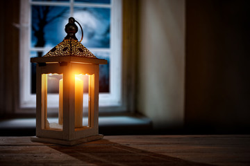 Lamp on table and free space for your decoration 