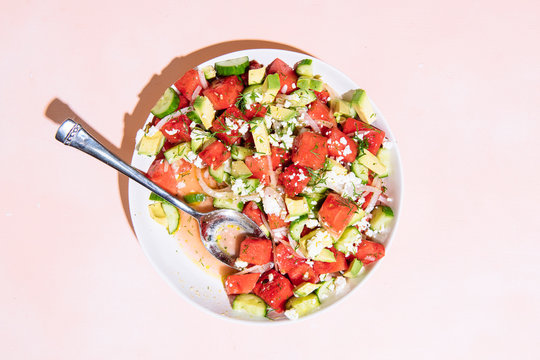Watermelon Feta Salad With Avocado and Cucumber