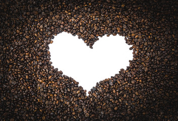 heart shape made coffee beans