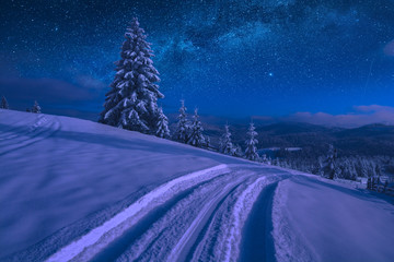 The carpathian highlands at night