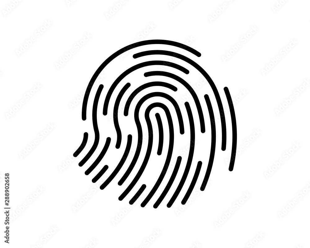 Poster Biometric authorization. Identification Symbol. Fingerprint Scan Icon. Fingerprint types vector set. ID app vector icon. Cyber security