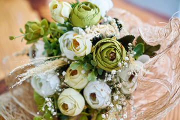 Beautiful bridal bouquet close up