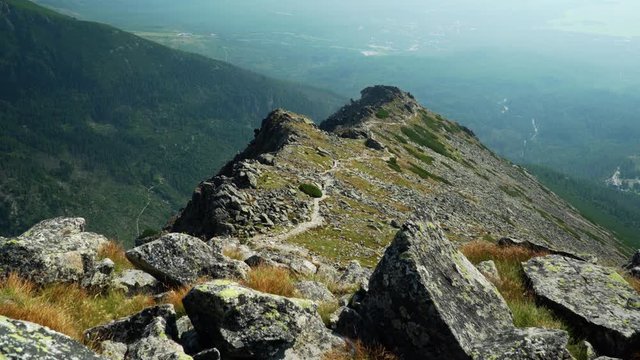 hiking trail along the ridge following them the tourists can go up to the Slavkovsky peak