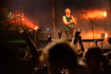 crowd of people having fun at concert - summer music festival