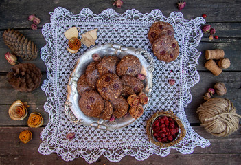 homemade cookies with oatmeal, chocolate and flax