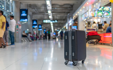 Travel Luggage In Airport Terminal 