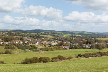 Obraz premium Burton Bradstock Dorset village countryside view from coast near Freshwater bay 