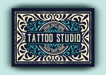 Vintage logo template for the tattoo studio