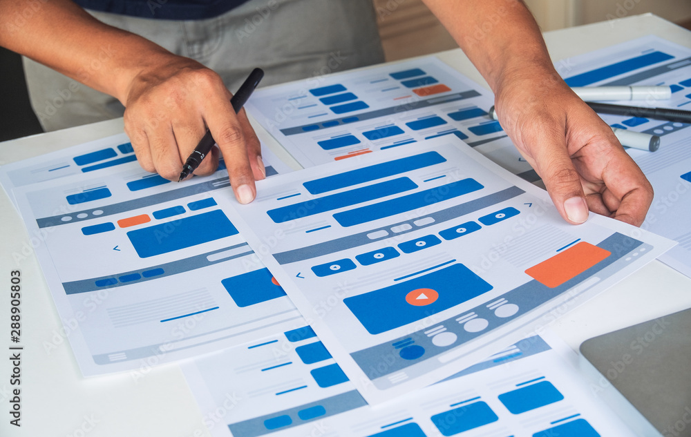 Poster website designer creative planning application developer development draft sketch drawing template l