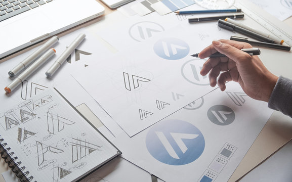 Graphic designer creative design sketch drawing logo Trademark brand Workspace