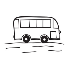 Black and white vector icon of school bus