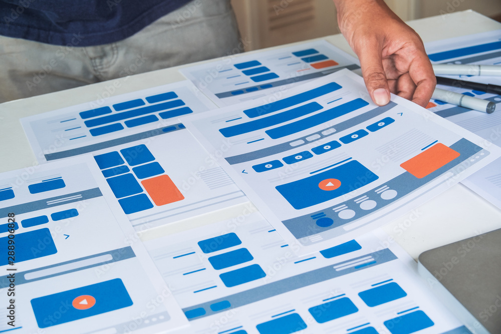 Poster website designer creative planning application developer development draft sketch drawing template l