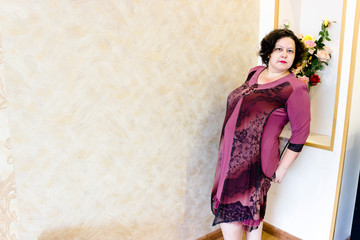 Fototapeta premium woman in a beautiful evening lilac dress