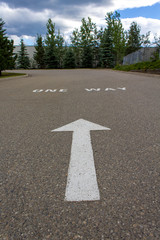 One way sign on the road