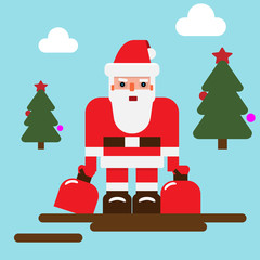 Santa Claus character with minimalistic style. Solid and flat color design. Vector illustration.