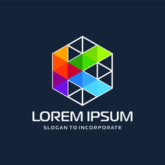 Hexagon letters K digital logo. abstract icon. construction concept - vector