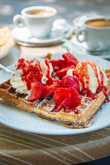 delicious Waffle with fresh cream