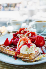 delicious Waffle with fresh cream