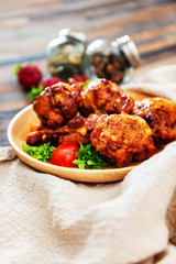 fried chicken wings on table