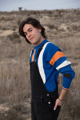 Fototapeta premium YOUNG MAN WITH STRIPED JERSEY