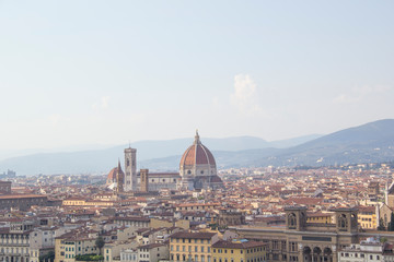 Fototapeta na wymiar Beautiful view of Santa Maria del Fiore and Giotto's Belltower in Florence, Italy