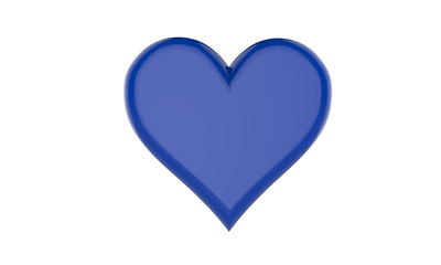 blue heart icon isolated on white 3d illustration