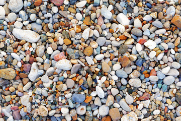top view of colorful beach pebbles
