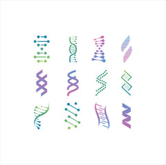 DNA genetic sign, icons and elements collection. colorful of DNA Symbol Isolated. DNA logo vector.