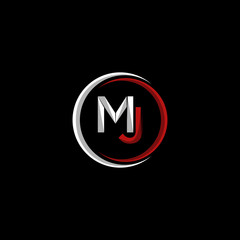 Circular Letter MJ Simple Modern Icon Logo Design Template Element Vector