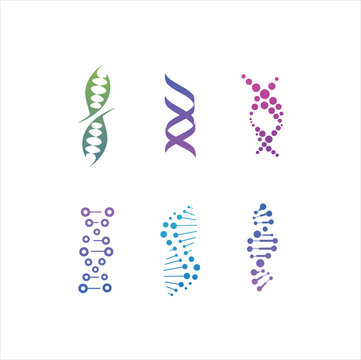 DNA genetic sign, icons and elements collection. colorful of DNA Symbol Isolated. DNA logo vector.