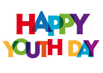 happy youth day - vector of stylized colorful font