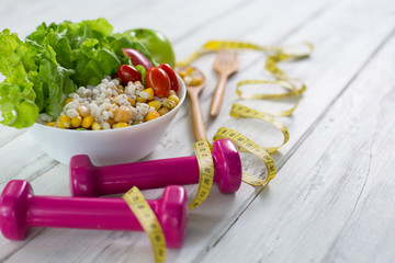 Fitness and healthy food.