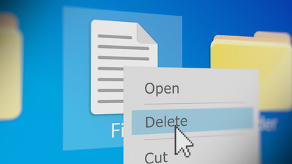 Mouse Cursor Deleting File in Desktop Screen.