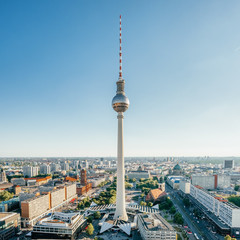 Berlin TV Tower at Alexander Platz at summer in Berlin
