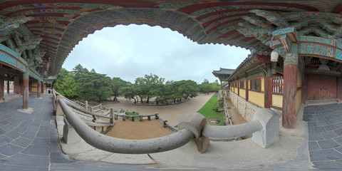 Gyeongju, South Korea 27 August 2019: 360VR_World Heritage Site_Bulguksa Temple. Bulguksa Temple is...