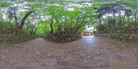 Gyeongju, South Korea 27 August 2019: 360VR_World Heritage Site_Bulguksa Temple. Bulguksa Temple is...