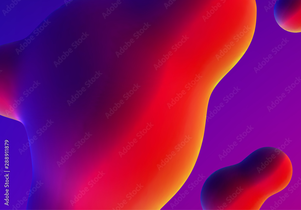 Poster fluid design liquid blobs with vibrant intense colors abstract background