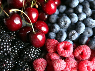 Berries, including cherries, rasberries, blueberries and blackberries