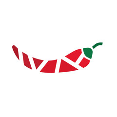 red geometric chili pepper icon- vector illustration