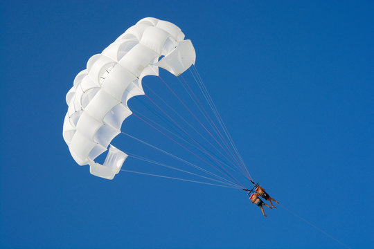 White parasail wing against blue sky, Punta Cana, Dominican Republic