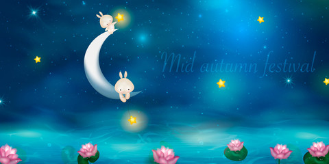 Obraz na płótnie Canvas Happy Mid Autumn Festival design with full moon